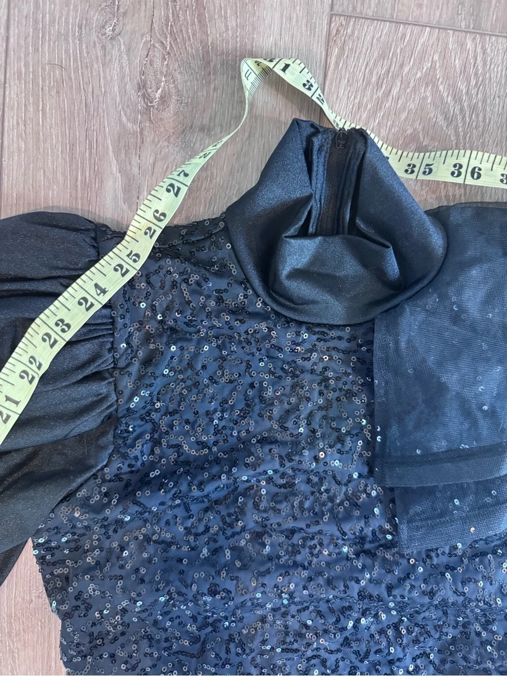 Weissman Black Sequin One-Shoulder Dance Costume